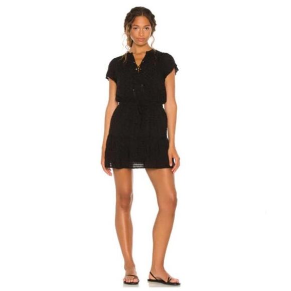 PAIGE Jannah Swiss Dot Mini Dress in Black Size XS - Picture 1 of 16